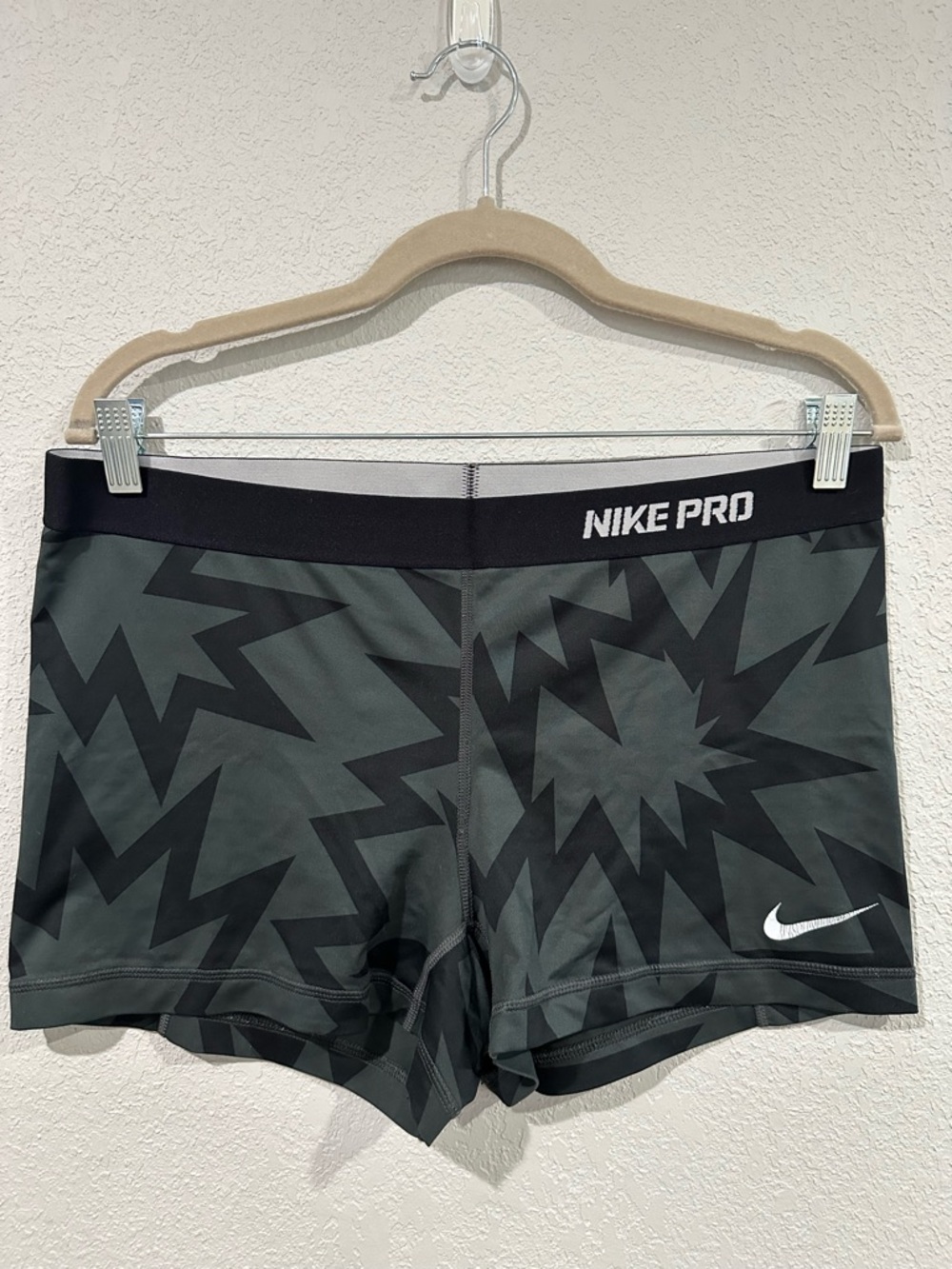 Nike Pro Gray and Black Printed Compression Shorts